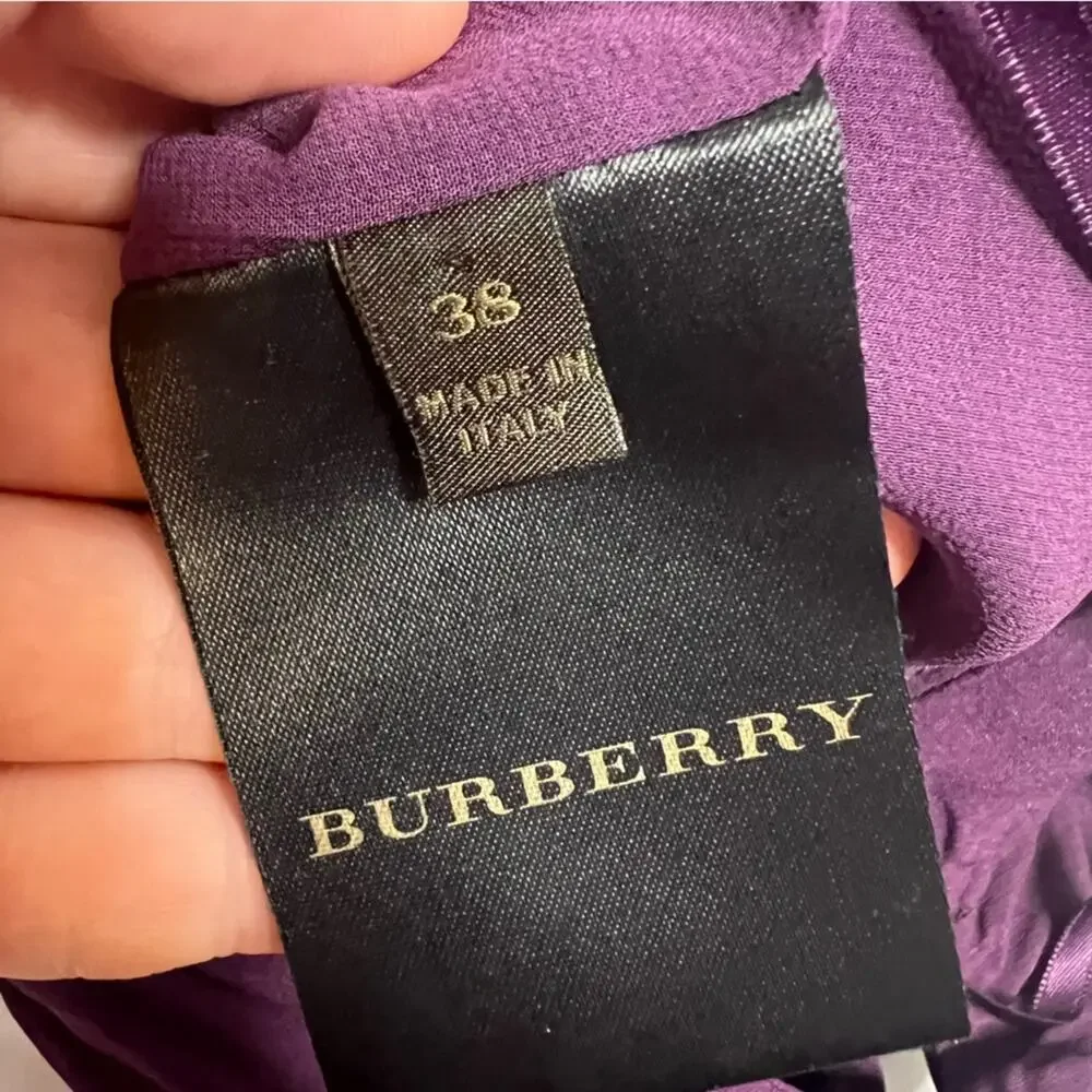 Burberry silk babydoll dress purple Sz 38 - Picture 4 of 8